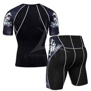 Ensemble de shorts de compression décontractés pour hommes, taille mi-haute, séchage rapide, vente en gros - Product Image 3