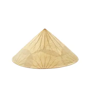 Natural Lotus Leaf Cone Bamboo Palm Leaf Beige Conical Straw Hat Asian Sun Hat for Decoration Made by Vietnam FBA Amazon