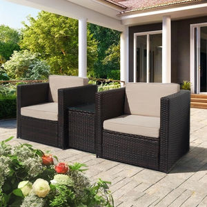 Style moderne 3 pièces ensemble de meubles de jardin en rotin pour l'extérieur hôtel villa salle à manger application pour patio arrière-cour salon canapé - Product Image 1