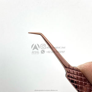 Pinzas de extensión de pestañas de volumen ruso de 90 grados con etiqueta privada, punta de fibra de oro rosa de Plasma, agarre de diamante, tipo de punta puntiaguda - Product Image 3