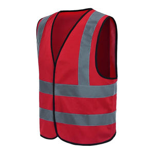 Red Color Best Heavy Duty Premium Safety Vest Logo Free Size Waistcoat Reflective Security Vest Double <b>Net</b> - Product Image 5