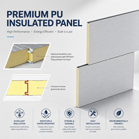 Panel Sandwich Poliuretan PU Warna RAL Kustom Tahan Cuaca Lapisan PVDF Tahan Lama Panel Fasad Eksterior