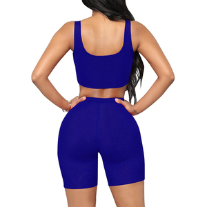 โลโก้ที่กําหนดเอง 2024 แฟชั่นฤดูร้อนแขนกุด Crop TOP และกางเกงขาสั้นเอวสูงเสื้อผ้าผู้หญิง 2 ชิ้นชุดสั้น - Product Image 3