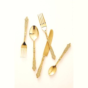 Venta al por mayor de lujo Restaurante Hotel Vajilla de acero inoxidable Cubiertos de oro Cubiertos Tenedor Cuchara Cuchillo Set para uso en fiesta de boda - Product Image 5