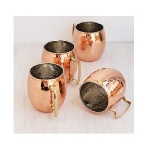 Moscow Mule <b>Mugs</b> <b>Set</b> of 4 Pcs Handcrafted Pure Solid Copper Cups with Hammered - Product Image 6