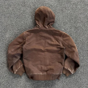 2025 haute qualité impression LOGO hommes sweats à capuche zippés lavage à l'acide Vintage coton surdimensionné Streetwear pull à capuche avec soleil délavé - Product Image 3