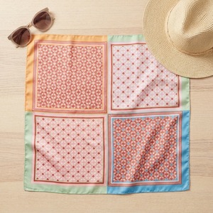 MonaScarfs Modern Patchwork Micro-Pattern Star <b>Bandana</b> Small Square Silk Feel Machine Hemmed Neck Scarf European-American Style - Product Image 5