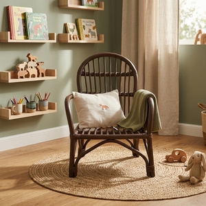 Fauteuil enfant en rotin marron, mobilier moderne pour salle de jeux, fauteuil léger et mignon pour chambre d'enfant, style bohème, vente en gros - Product Image 3