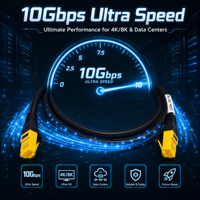 Kabel Ethernet Cat6A Kecepatan Tinggi 10Gbps 24AWG Tembaga Murni Jaket TPU Super Lembut Tahan UV Kabel Patch Jaringan RJ45 Warna Kuning