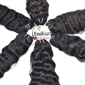 Vente en gros Fabrique des paquets de cheveux humains indiens vierges à cuticule alignée avec un seul donneur Couleur noire naturelle ondulée - Product Image 4
