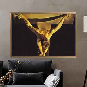 Salvador Dali Crucifixion <b>Canvas</b> Print - Elegant Christian Decor,1P:Gold <b>Framed</b> - Product Image 1