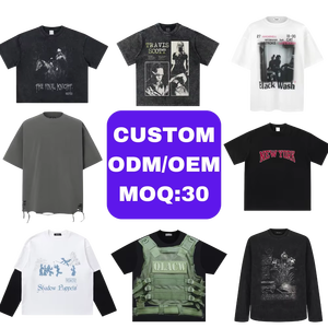 เสื้อยืดสตรีทแวร์ทรงโอเวอร์ไซส์ ผ้าคอตตอนเนื้อหนา พิมพ์ลายปักโลโก้ตามสั่งจากผู้ผลิต - Product Image 1