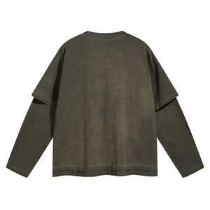 T-shirt oversize nouveau style à la mode pour hommes en coton double couche avec manches longues et logo adulte imprimé - Product Image 4