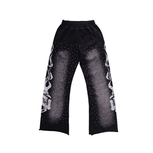 Broderie personnalisée lavage à l'acide fermeture éclair en détresse 500 Gsm coton éponge français à capuche pantalon de survêtement évasé sueur 100% coton hiver - Product Image 3