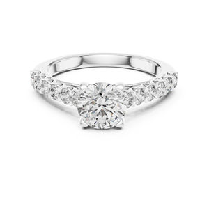 แหวนหยดน้ำเพชรทรงกลมสีเหลืองทอง 14K สำหรับผู้หญิง |   ชุดทำงาน |   เพชรที่เพาะเลี้ยงใหม่ - Product Image 2