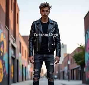 Chaqueta de cuero de moda personalizada, fabricante directo de fábrica, chaqueta de cuero de diseño personalizado Premium, fabricante OEM - Product Image 4