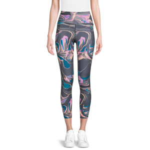High Waist Ankle-Length Yoga Leggings With Abstract Print Sublimation Transfer Four-Way Stretch Spandex Polyester Pants - Product Image 1