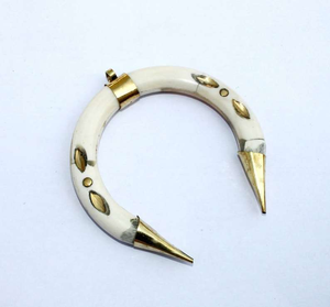 Collar hecho a mano, colgante de colmillo de hueso, colgante de hueso de buey, Real hueso de búfalo, blanco y marrón de la India por glowin fashion - Product Image 4