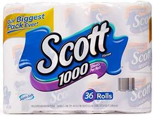 Scott 1000 Bathroom <b>Tissue</b> 36 Pack Jumbo Roll Disposable Strong Antibacterial Soft <b>Toilet</b> Paper Washable - Product Image 5
