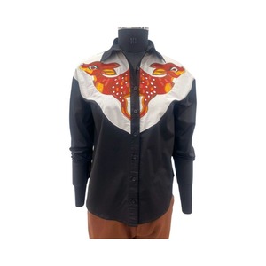 100% camisa occidental de algodón para mujer con parche bordado Bambi diseño de bloque de Color estilo vaquero bohemio al mejor precio - Product Image 1