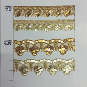 Classic Gold Lace <b>Ribbon</b> for Gift Wrapping and Decor Handmade Golden Lace for Bridal Gown Embellishment - Product Image 1