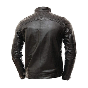 Veste en cuir véritable pour homme, vente chaude, col montant, fermeture éclair décontractée, veste en cuir PU tendance - Product Image 6