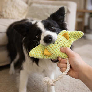 Jouet interactif en peluche en forme de poisson pour chiens et chats, avec couineur, bruit froissé et corde de traction, vente en gros - Product Image 3