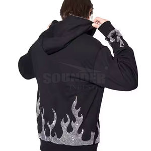 En línea superventas hombres diamantes de imitación sudaderas con capucha nuevo estilo hombres diamantes de imitación sudaderas con capucha bajo Moq hombres diamantes de imitación sudaderas OEM - Product Image 3