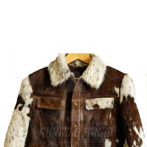 Veste en cuir de vachette pour homme, cuir souple de qualité supérieure, logo sur le devant, pour un style décontracté et streetwear - Product Image 2