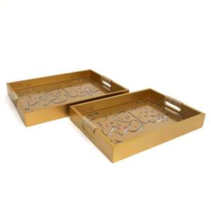 Handmade Rustic Wooden Rectangular <b>Tray</b> with Sturdy Handle <b>Enamel</b> Coated for Easy Serving in Kitchen Dining or Coffee - Product Image 4