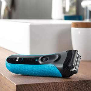 Afeitadora Eléctrica para Hombre, Cabezal de Precisión, Inalámbrica, Uso en Seco/Húmedo, Enchufe de 2 Pines para Baño, Triple Cuchilla, IPX7, Repuesto, Negro/Azul - Product Image 5