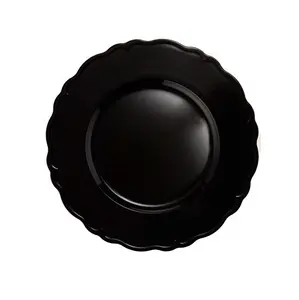 黑色粉末涂层现代餐盘经典风格手工充电器盘厨房上菜展示