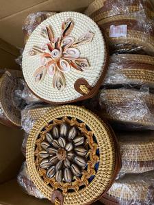Bolsa de playa de Indonesia, bolsa de ratán redonda de mimbre simple, bolsa circular - Product Image 6