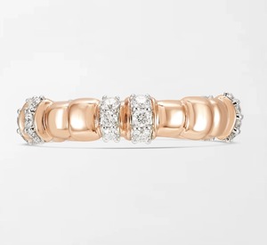 แหวนทองคำโรสโกลด์ 14K ประดับเพชรทรงกลม 24 เม็ด น้ำหนัก 0.39 กะรัต สี GH-VS ดีไซน์เรียบหรู พร้อมลายร่องสีโรสโกลด์ เหมาะสำหรับงานหมั้น - Product Image 2
