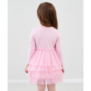 Vestido de Tul con Mangas Largas y Cintura Natural para Niñas de 2 a 6 Años, Estilo Línea A, en Bambú - Product Image 1
