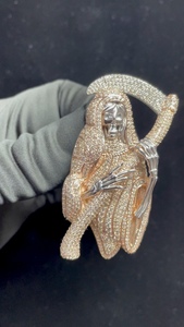 Suministro directo de fábrica Full 3D Santa Muerte Iced Out Hip Hop Style Pendant en plata de ley 925 disponible para precio de exportación - Product Image 3