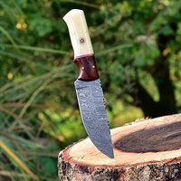 Couteau de survie à lame fixe en acier Damas à haute teneur en carbone, manche en bois de rose, étui en cuir, multifonctionnel, pour la chasse, facile à personnaliser (OEM), usage industriel