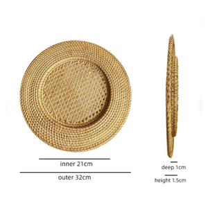 Eco-friendly Sustainable Rattan <b>Bamboo</b> Charger Dishes Handmade Natural Brown Plate Dinning <b>Table</b> Made in Viet Nam Wicker Crafts - Product Image 5