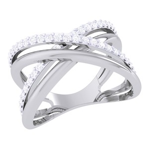 Anillo de Diamante Cultivado en Laboratorio de Oro Blanco de 14K, 0.36ct, Corte Brillante, Diseño en X, Elegante Anillo de Boda para Mujer, Certificado IGI - Product Image 5