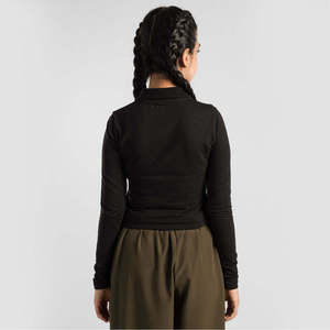 Black Collared <b>Top</b> for Workout Breathable Feature - Product Image 3