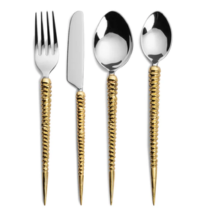 Ensemble de six outils de service personnalisés en métal plaqué or fourchette en métal table à manger de mariage grande vente couverts couverts - Product Image 2