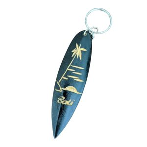 Porte-clés en bois de planche de surf personnalisé avec logo gravé au laser imprimé hawaïen Aloha - Product Image 2