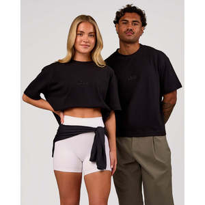 เสื้อยืดทรงสี่เหลี่ยม Progression Super Heavyweight สีดำ 220gsm พิมพ์ดิจิตอลและสกรีน - Product Image 1