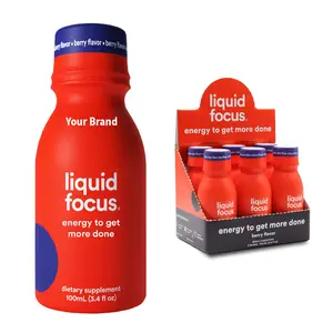 Energy Shot Liquid Focus Nootropic Smart Drink avec de puissants antioxydants et des herbes adaptogènes pour l'énergie et la concentration