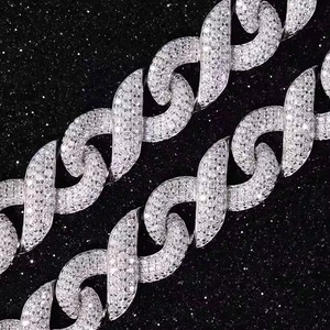 กำไลข้อมือเพชรเม็ดกลมสำหรับผู้ทดสอบเพชรแบบโซ่ผ่านแบบคิวบาลิ้งค์925ชุบทองตามสั่งเครื่องประดับสร้อยข้อมือเงินคุณภาพดี - Product Image 5