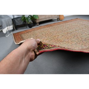 Alfombra turca Vintage clásica naranja Beige 6,3X9,4 pies hecha a mano Patchwork rectángulo diseño lana poliéster para adolescentes - Product Image 4