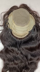 Perruque de cheveux indiens bruts de haute qualité, longue longueur, soyeuse, droite et bouclée, avec petit lacet frontal transparent - Product Image 2