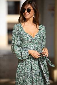 โบฮีเมียนชุดเดรสคอวีสำหรับผู้หญิง, ชุดเดรสลำลองชายหาดยาวถึงพื้นผ้าฝ้าย100% บานฤดูร้อน - Product Image 3