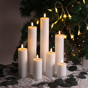 Mati's Remote Control Paraffin Wax Remote Control <strong>Tall</strong> Floral Coloured White Battery Led <strong>Pillar</strong> <strong>Candle</strong> - Product Image 1