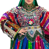 Ensemble de robes maxi en mousseline de soie vintage afghane unie, écologique, respirante, multicolores pour femmes, idéale pour les mariages et les fêtes, style Kuchi